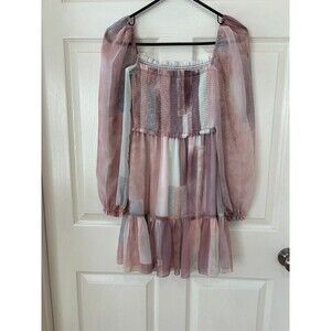 Wilfred Aritzia Smocked Mini Dress XS Romantic Sheer Sleeve